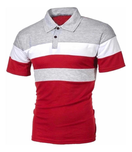 Playera Hombre Polo Casual Calidad Moda Combinación Franja G