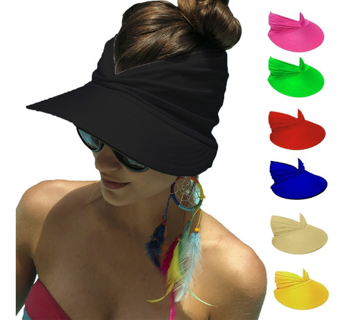 Viseira Feminina Turbante Dupla Face Moda Praia Piscina