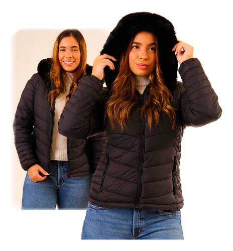 Jaqueta Blusa Feminina Puffer Forrada Impermeável Inverno