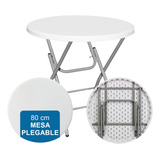 Mesa Redonda Portátil Plegable 80cm Mesa Auxiliar De 2 Patas