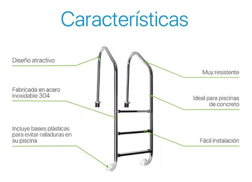 Escalera Para Alberc Acero Inoxidable 2-3 Peldaños