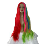 Peruca Wig Colorida Vermelha Verde Rosa Azul Premium 80cm