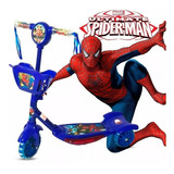 Patinete Infantil Homem-aranha 3 Rodas Com Led E Cestinha Cor Homem Aranha (azul)