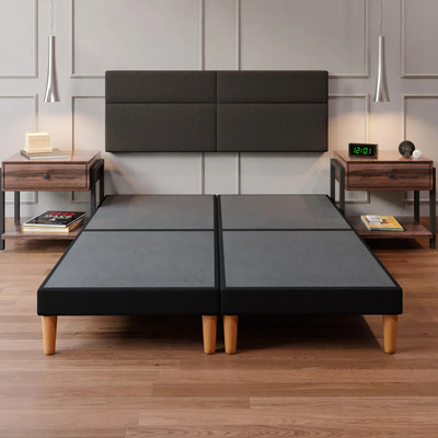 Cama Recamara Cabecera Base Box Cairo Lino Negro Queen Size Negro | Meses sin interés