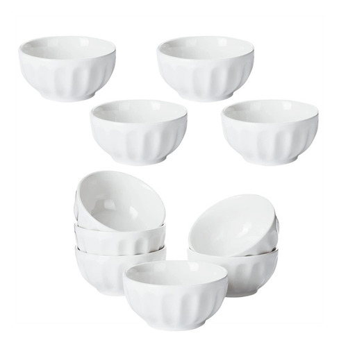 Set X10 Bowls Ceramica Compotera 13 Cm Blanco Cereales