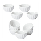 10 Bowls Ceramica Compotera 13 Cm Blanco Cereales Postre