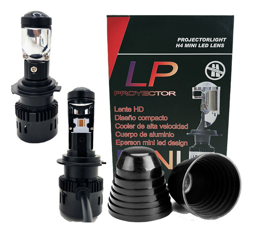 Proyector Cree Led Con Lupa H4 H7 13000 Lum Cooler Capuchon