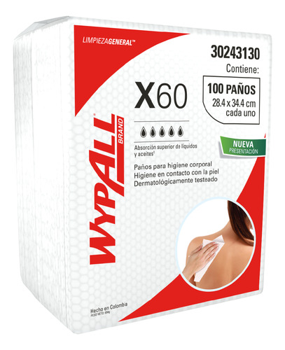 Pano Wypall X60 Higiene Corporal C/ 100 Panos Kimberly Clark