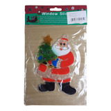 Adesivo De Natal Para Janela De Vidro Parede Papai Noel 15cm Cor Papai Noel Com Árvore