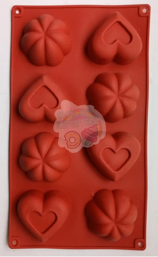 *molde Silicon 8 Corazones Flores Jabon Choco Pan Yeso Gelat