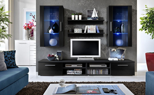 Mesa De Tv Con Luces Led Rack Eslovenia Muebles