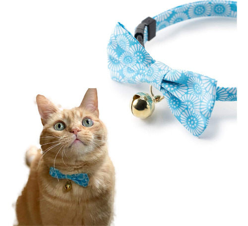 Necoichi Kiku Ribbon Bow Tie Cat Collar (azul Bebé)