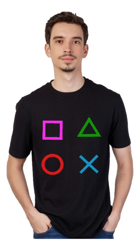 Remera Negra - Gamer Play Playstation - Unisex - Manga Corta