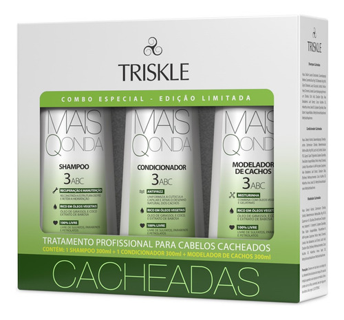 Kit Triskle Cacheada Mais Q Onda Shampoo Condicionador Creme