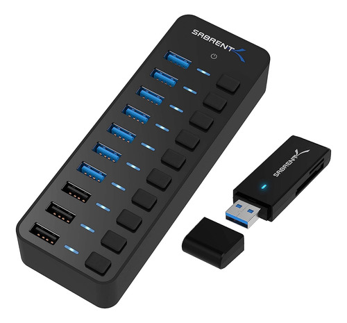 Hub Usb 10 Puertos + Lector De Tarjetas Sd/micro Sd