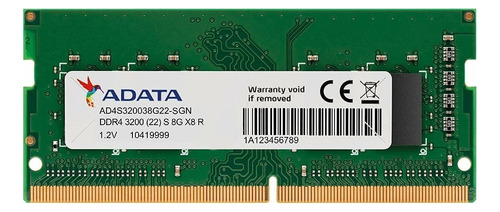 Memoria Ram 8gb Adata Ddr4 3200mhz Sodimm Cl22 Notebook