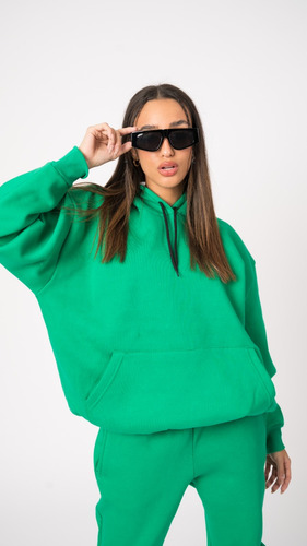 Buzo Capucha Oversize Mujer Canguro Fit Hoddie Friza