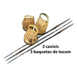Kit 03 Caxixi E 05 Baquetas De Tucum