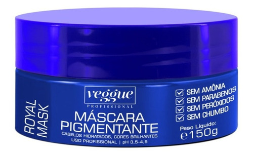 Máscara Matizadora E Tonalizante Azul Royal Veggue 150ml 