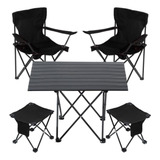 Folding Camping Table And Chair Set Of 5, Portable Camp