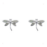 Aretes Libelula Chica Opalo Blanco Plata 925 Con Envio