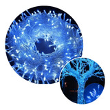 Cordão 100 Lâmpadas De Led 10 Metros Decoração Azul 220v 4f
