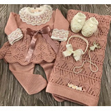 Kit Maternidade Saida De Maternidade Menina Tricot 6 Peças