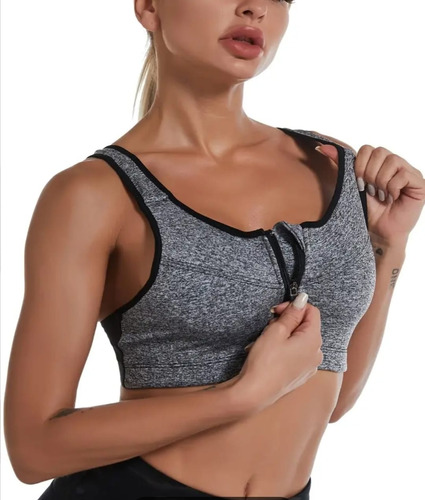 Crop Top Deportivo Ajustable Con Cremallera - Gris Ref. 2070