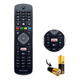 Controle Remoto Universal Tv Philips Smart Netflix + Pilhas
