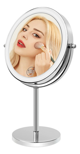 Espejo De Maquillaje Con Luces Y Aumento, 1x/10x, Altura Aju
