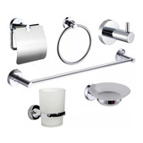 Kit De Accesorios Para Baños 6 Piezas Cromo Y Vidrio M-2200a