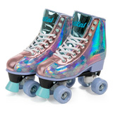 Patins Feminino Sereia Quatro Rodas Quad Bota N 35-38 Fenix