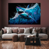 Cuadro Tiburón Tipo Pintura Azul Mar Acuario Peces 140 Cm