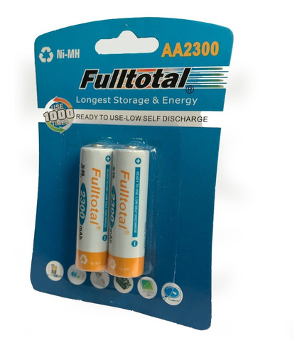 Pila Recargable Fulltotal Aa 2300mah Pack X2 Pilas Precargad