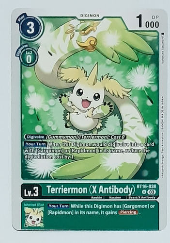 Carta Terriermon X Antibody Bt16 038 U Digimon Tcg B-o