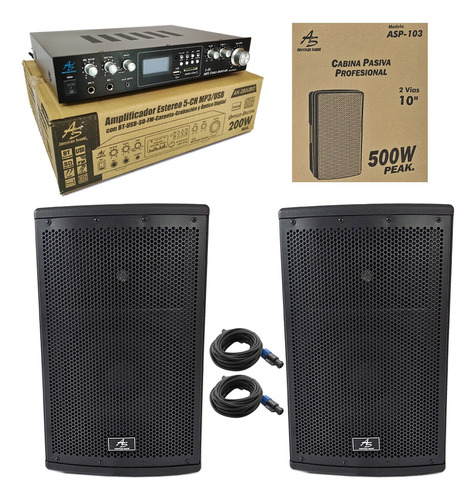 Combo Amplificador 200w+ 2 Parlantes Pasivos 10¨ 500w