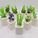 Set De 35 Mini Macetas Con Planta Artificial
