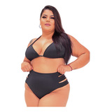 Biquini Plus Size Cintura Alta Tiras Laterais 2023 Marquinha