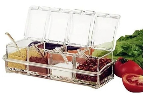 Set 4 Especieros Salsera Organizador Acrilico Cocina 