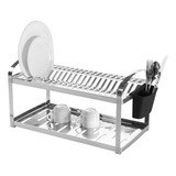 Escorredor Inox 20 Pratos Com Escorredor De Talheres Brinox