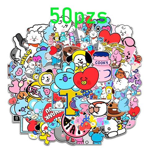 50 Pzs Lote Pegatinas Banda Kpop Bts Personajes Stickers Ful