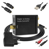 Kit Conversor Áudio Digital Analógico Cabos Optico P2 X Rca