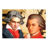 Vinilo 20x30cm Mozart Y Beethoven Diseño Genios Musica