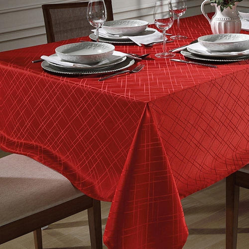 Toalha De Mesa Jacquard Quadrada 1,60x1,60m Dohler Vermelha