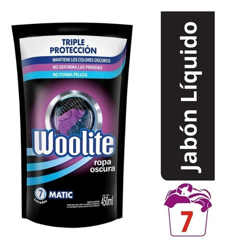 Jabón Liquido Woolite Ropa Oscura 450ml Pack X 6