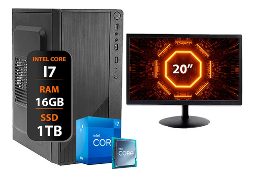 Computador Intel I7 16gb Ssd 1tb Monitor 20