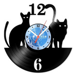 Relógio De Parede Disco Vinil Animais Gatos - Van-002