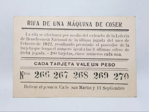Antigua Rifa Máquina De Coser 1929 Mag 57881