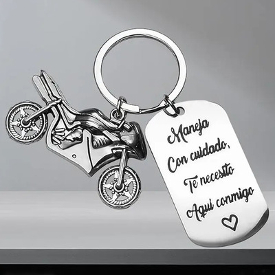 Llavero De Moda Acero Inoxidable Con Moto Maneja Con Cuidado | Meses sin interés