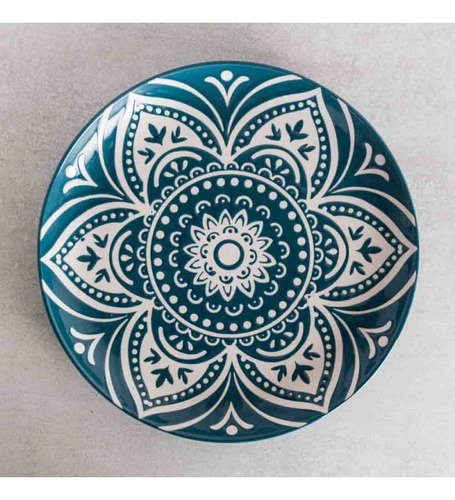 Plato Ceramica Azul Y Blanco